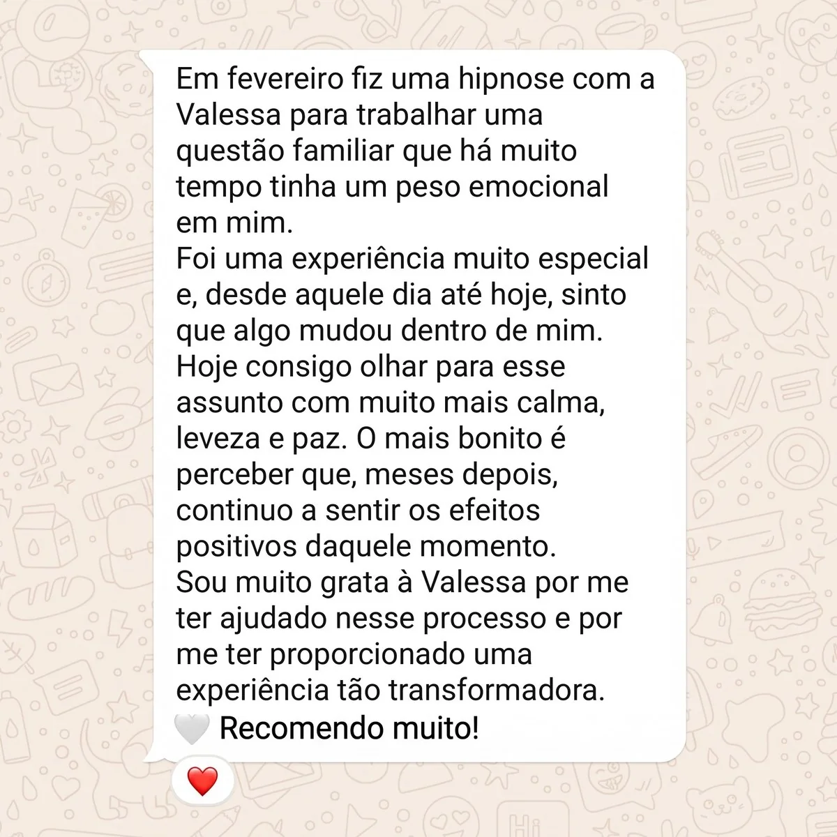 Conversa de WhatsApp com testemunho sobre uma questão familiar